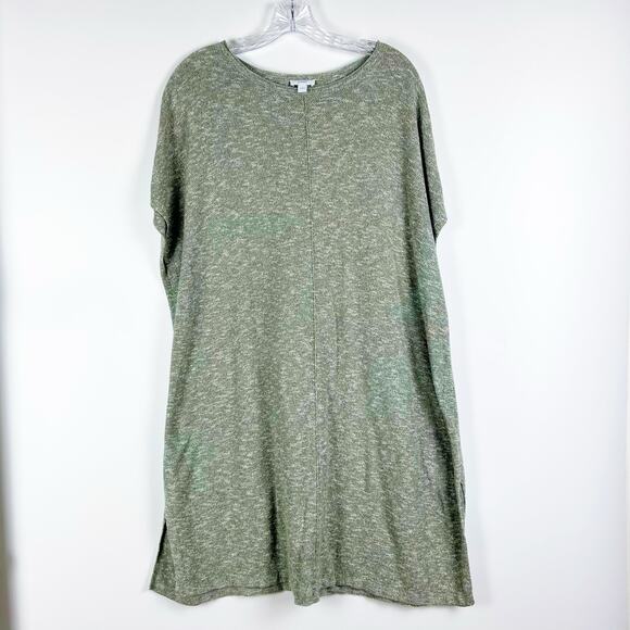 J Jill Pure Jill Easy Sweater Knit Textured Tunic Top Marled Green Womens Size L - Picture 3 of 12